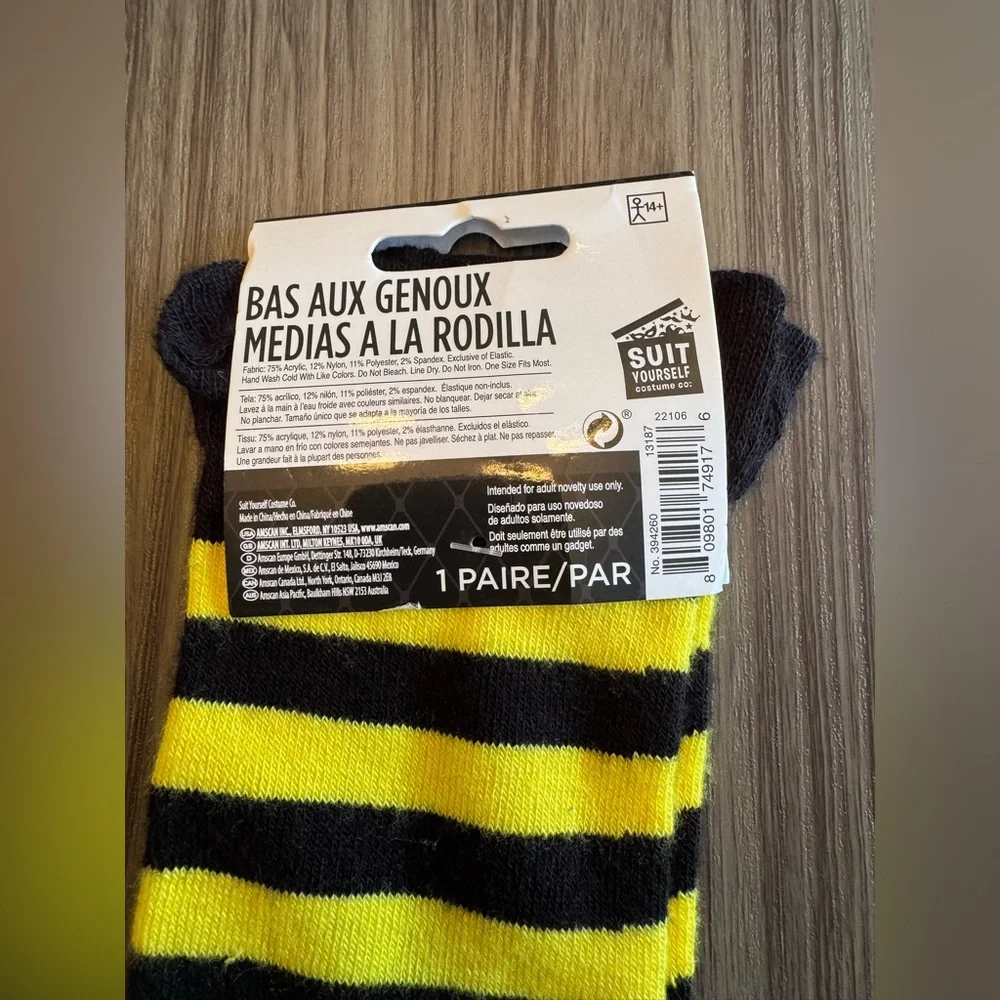 NWT Black and Yellow Striped Knee-High Socks